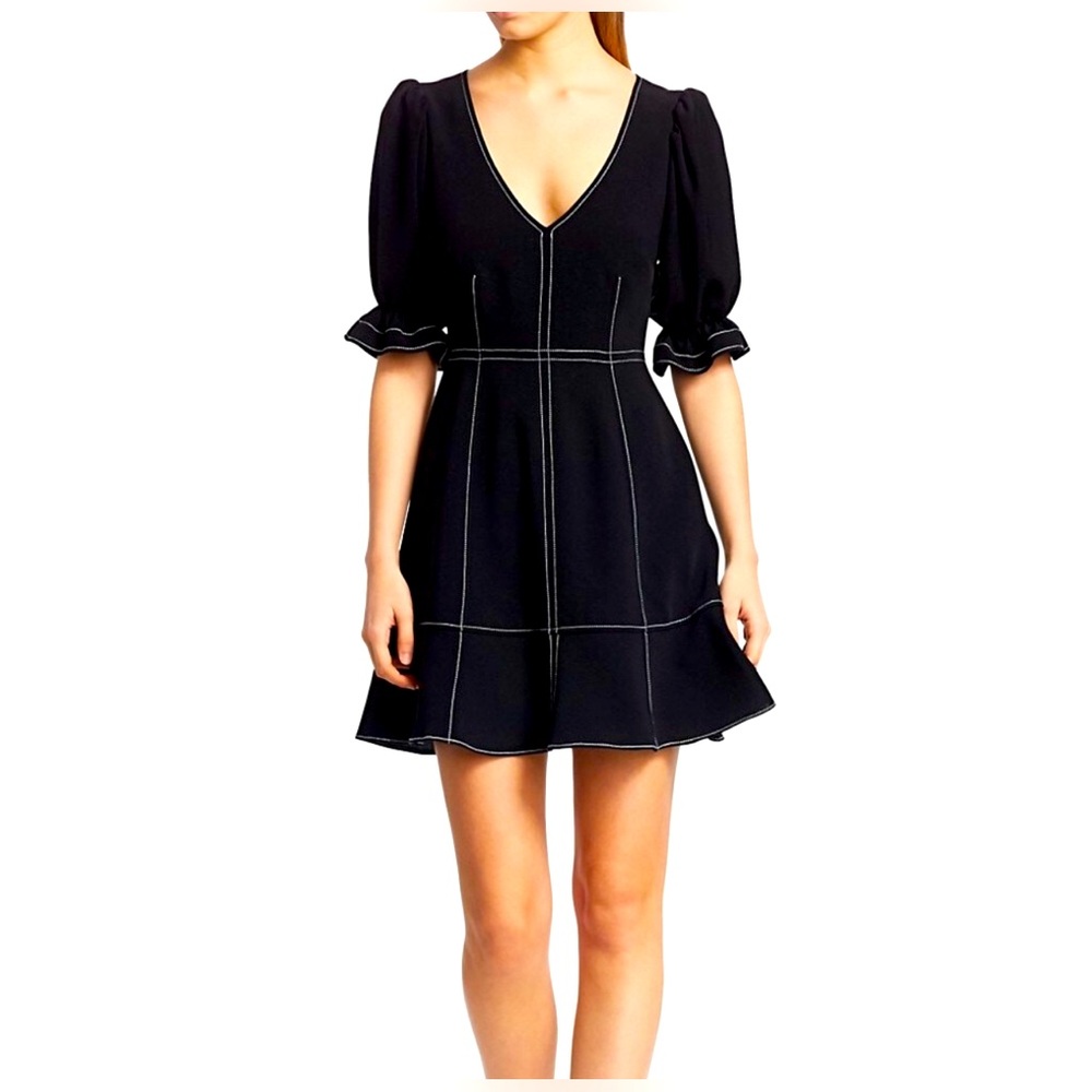 Cinq a Sept , dress, puffy sleeves short above the knee, never worn size 8